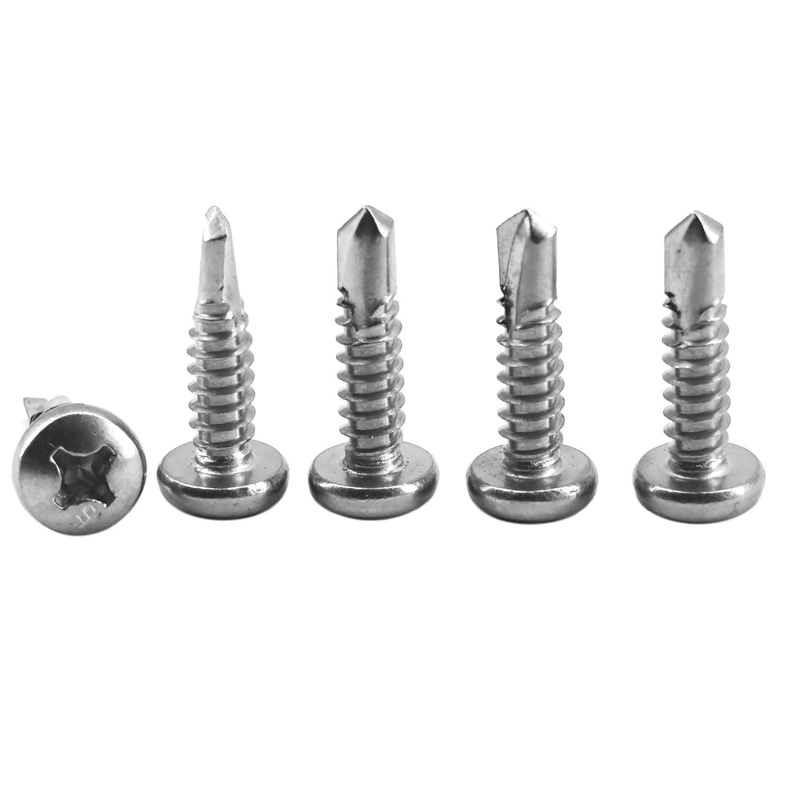 (30 Pieces) M6.3x19mm Pan Head Self Drilling Screws Phillips Drive Machine Bolt 304 Stainless Steel Self Tapping Slotted Bolts - Image 2