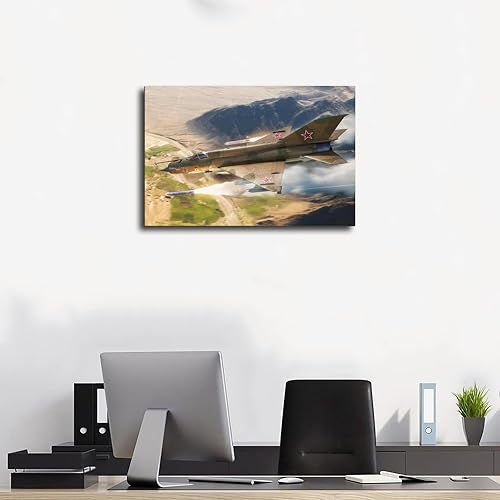 Miniatura 3 de RIUFIN Póster vintage de aviones militares de la Segunda Guerra Mundial MIG-21 de 24 pulgadas de largo x 16 pulgadas de ancho, imagen para