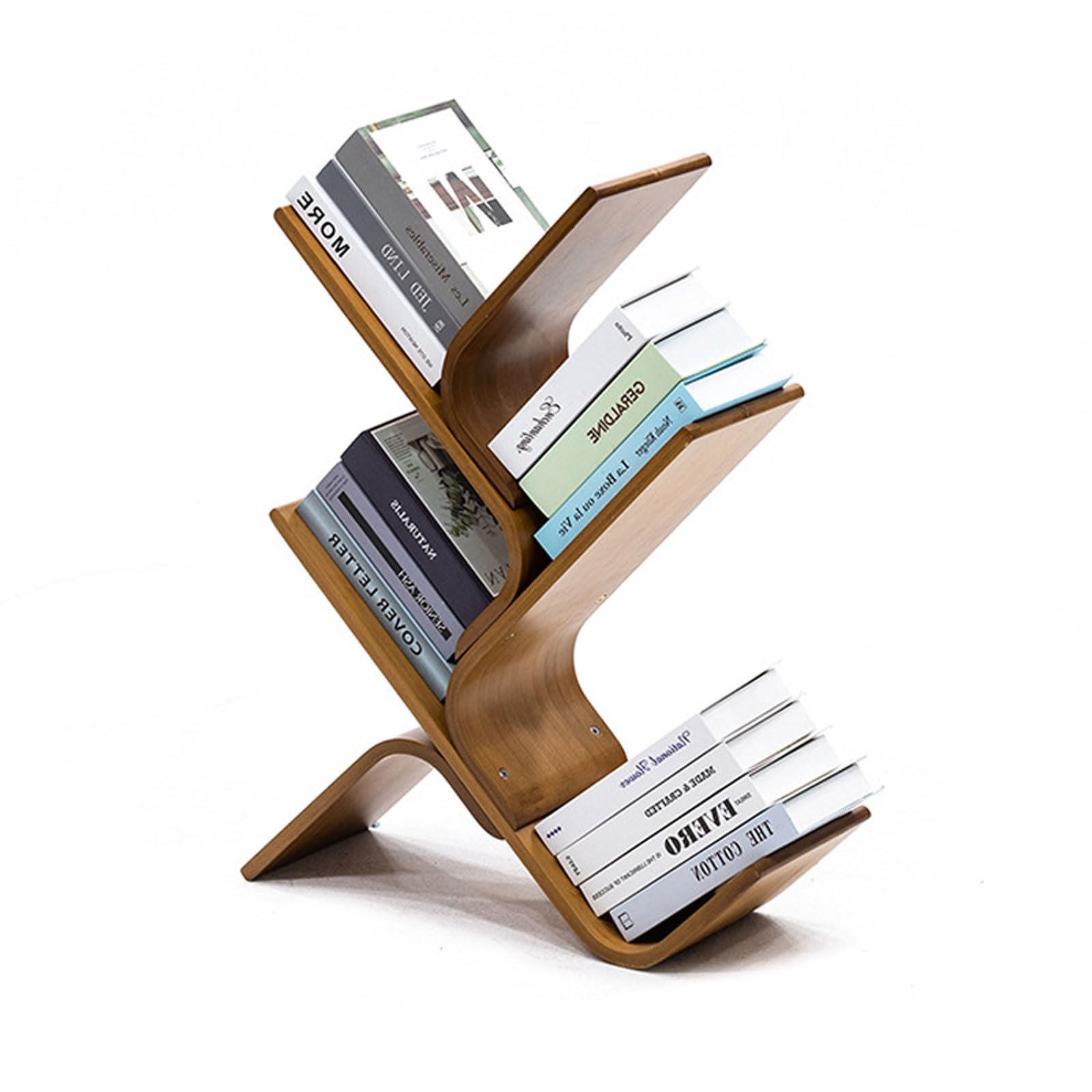 Estantería de bambú para libros, CD, moderna estantería de pie con estantes utilitarios para oficina en casa