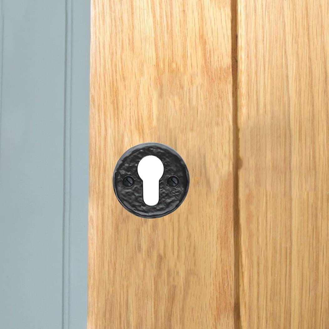 I Ironmongery Solutions Black Ironmongery Solutions® Cast Iron Escutcheon Plates Keyhole Cover Key Hole Door Lock Accessories (Euro Escutcheon)