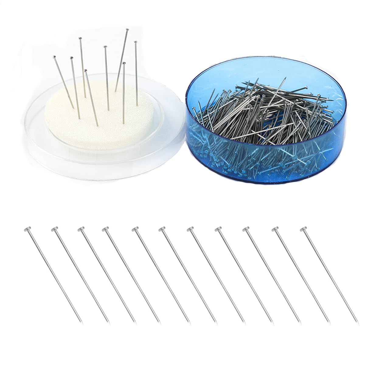 UCLEVER 200 Pcs Straight Pins Dressmaking Head Dressmakers Stainless Steel Fine Sewing Satin Pin for Fabric Crafting Jewellery Making (200)
