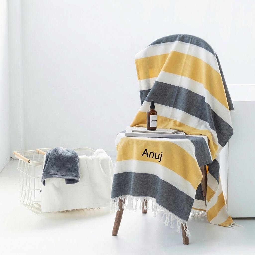 Personalize Bamboo Towel | Customize Your Stylish Thin Turkish Bath Towel with Name or Embroidery|Super Absorbent, Anti Bacterial|Add Personal Touch to Your Gifts|for Men and Women-image-10