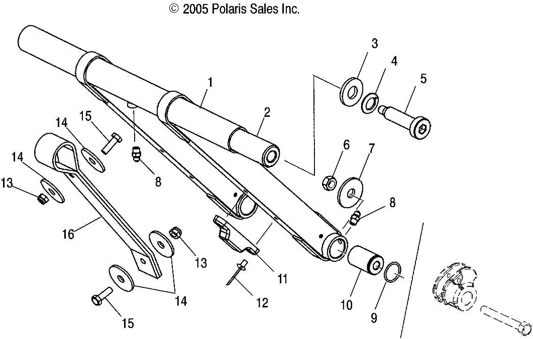 Polaris Snowmobile Torque Arm Weld, Front, Black, 12 mm, Genuine OEM Part 1541816-067, Qty 1