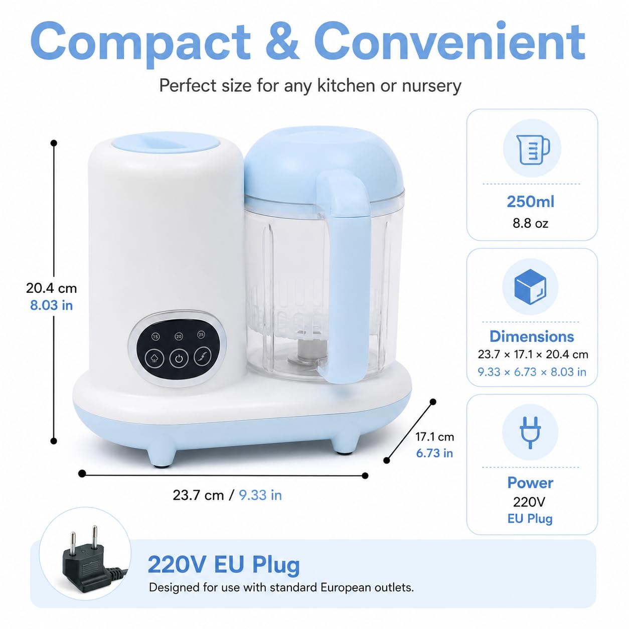 Baby Food Maker Automatischer Mixer, multifunktional, 10.000 U/min, Timer, 250 ml, Küchenmaschine, Mixer, Baby, zum Mischen von Obst, Gemüse, Getreide, Fleisch