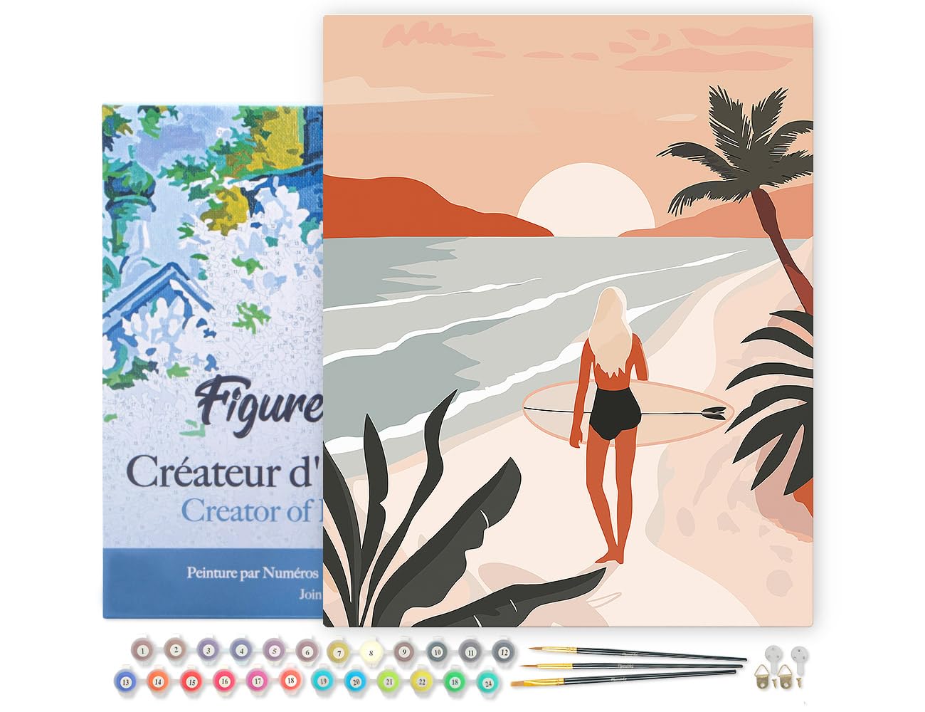 Figured' Art Peinture par Numéros Adultes Toile Grenouille revenant du shopping - Kit