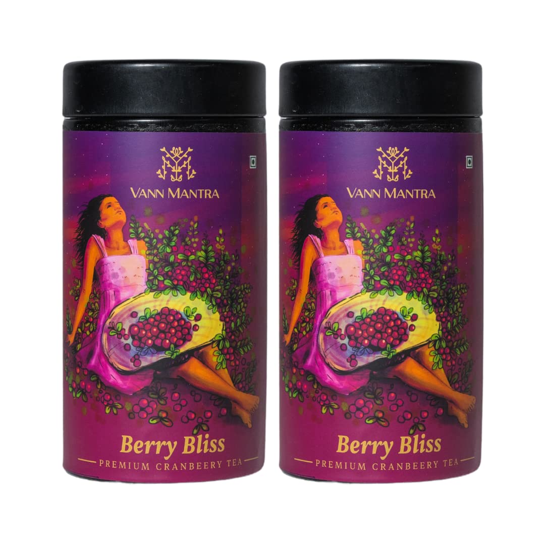 VANN MANTRA Berry Bliss Herbal Green Tea Healthy Detox Fruit Flavoured Tea Refreshing Cranberry Flavour Pack Of 2, 25 Tea Bags Each, 120 Gram