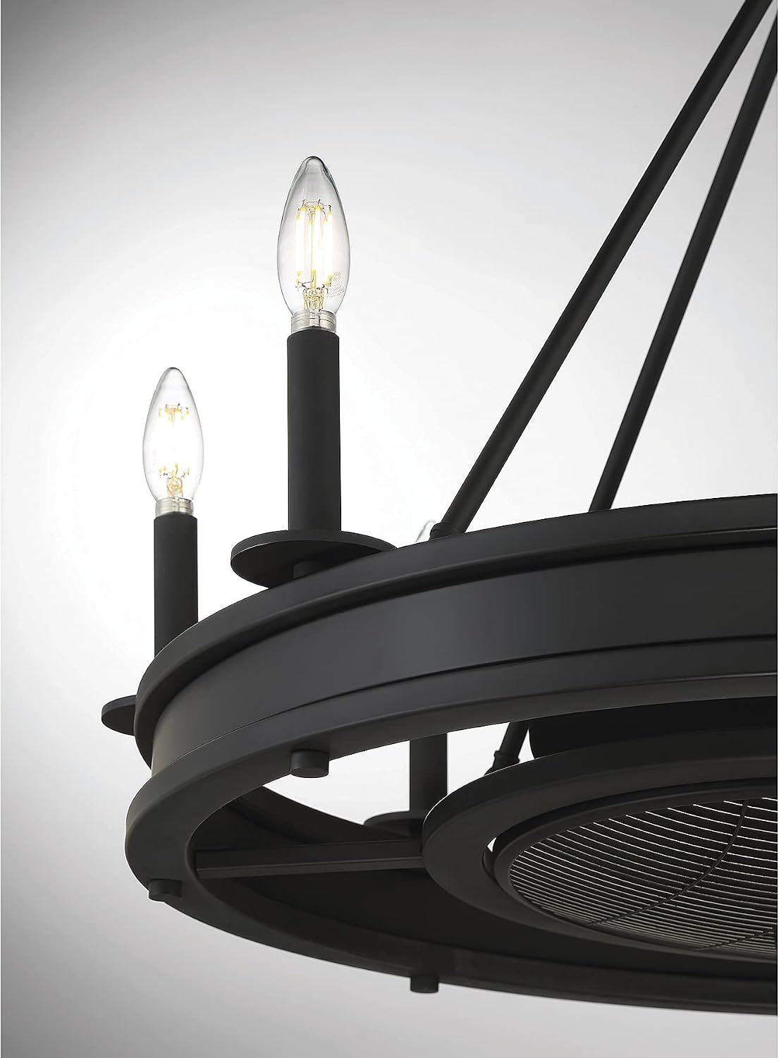 Savoy House 39-FD-124-89 Lyon Traditional Farmhouse Candle Fandelier Ceiling Fan with LED Lights, 8-Light 48 Total Watts, 32" H x 30" W, Matte Black