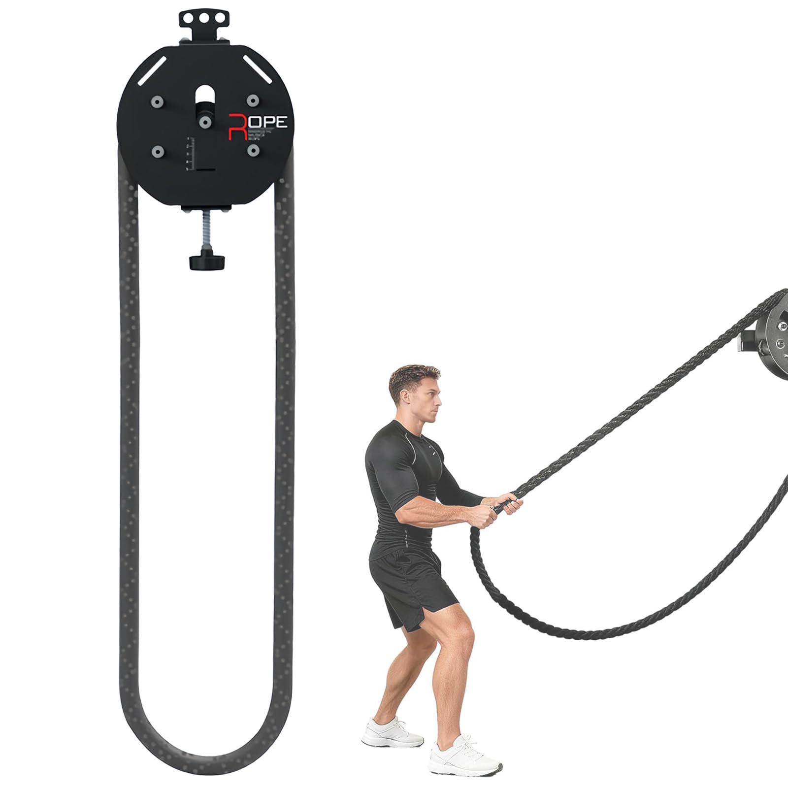 Fablestoryem Endless Rope Trainer, Portable Cable Pulley System, Pulley Cable Machine System with Adjustable Resistance, Home Gym Equipment, for Grip, Arms, Back, Body Coordination Exercises Black