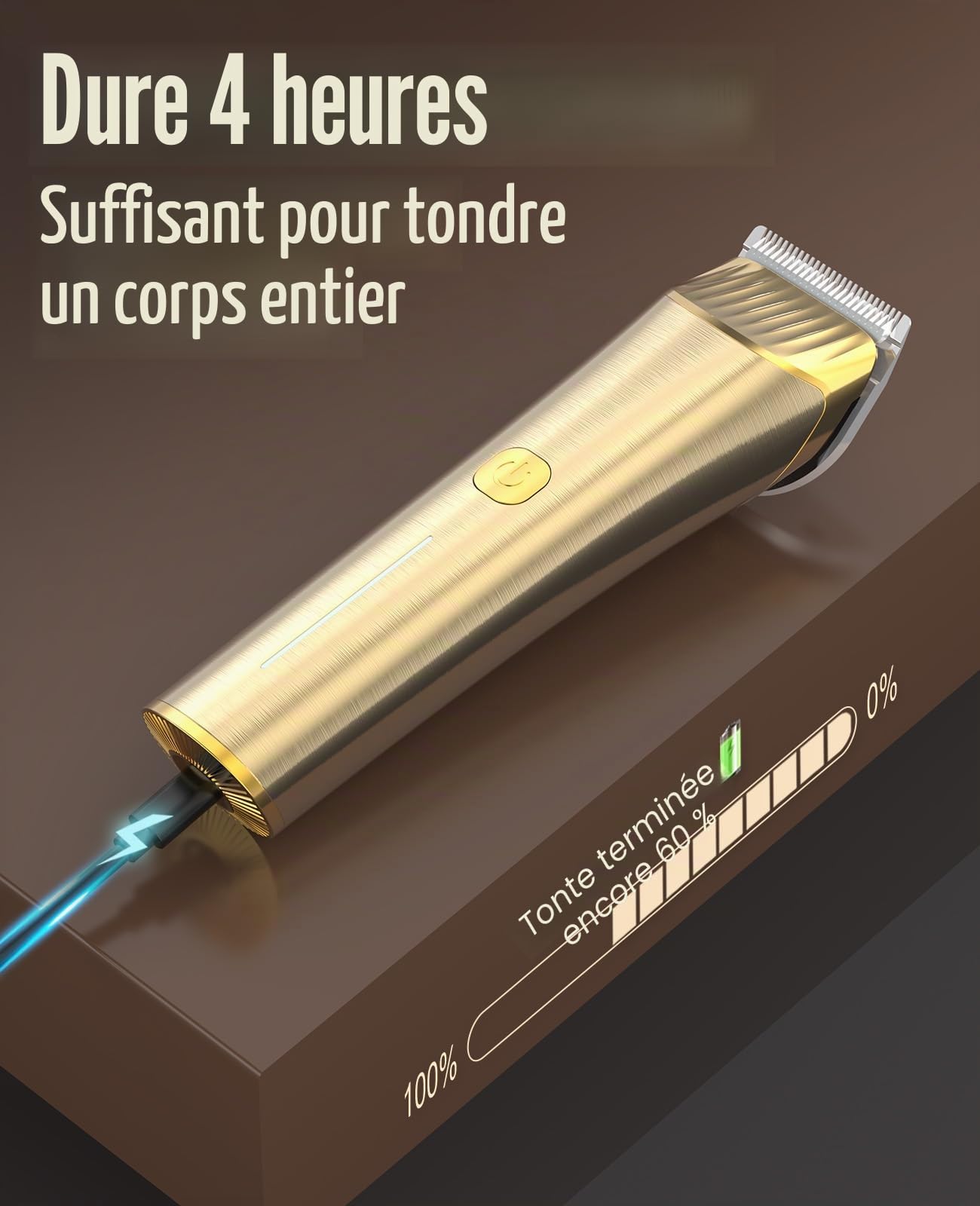 oneisall Tondeuse à cheval, kit de toilettage sans fil à faible bruit pour chevaux à poils longs épais et emmêlés