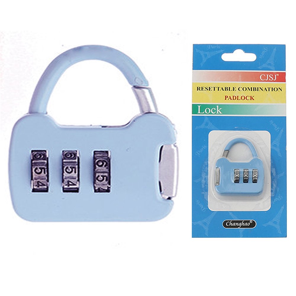 AUF Resettable Combination Padlock for Your Backpack, Toolbox, Briefcase and Luggage (Blue).