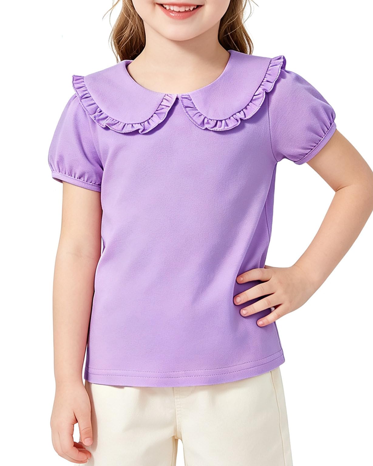 Magic Park 1-14Y Toddler Peter Pan Collar T-Shirt Girl Cotton Blouse