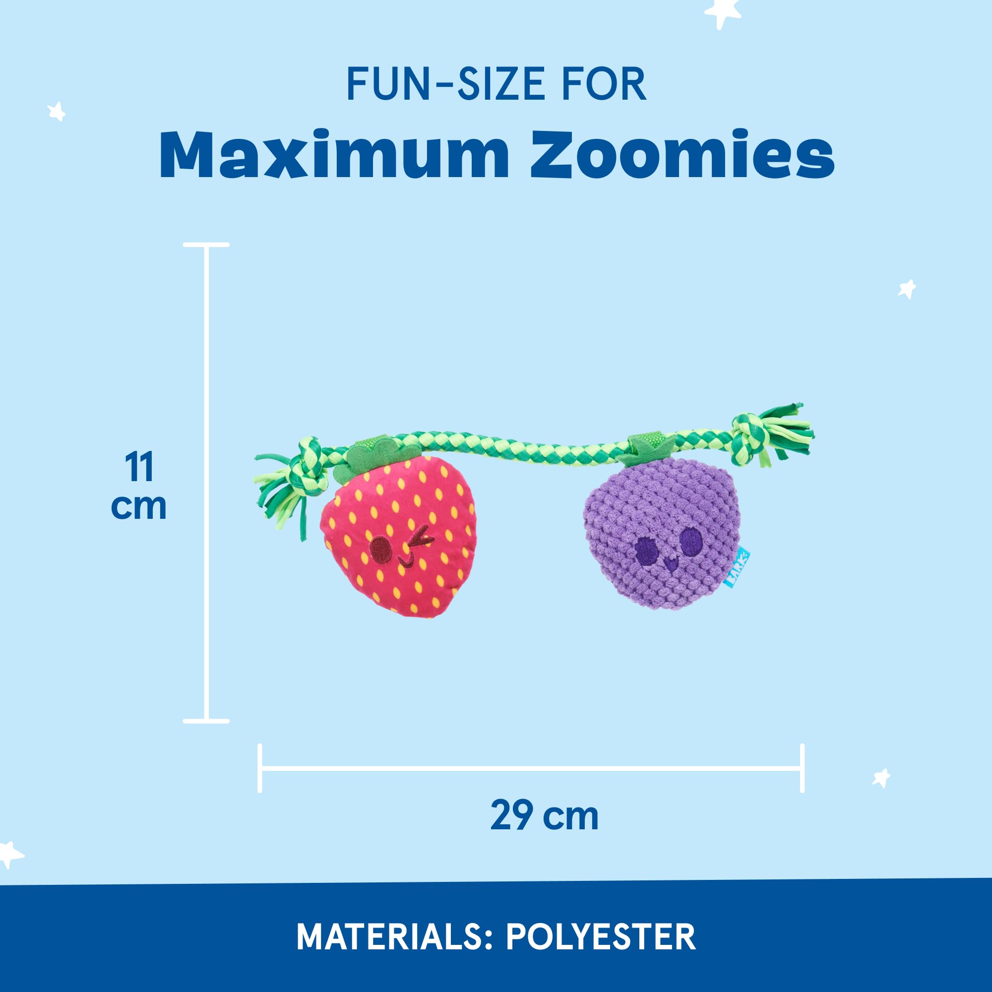 BARK Dog Toy Berry Best Friends Squeaky Toy for Dogs Plush Strawberry and Grape both with Squeakers - Image 3