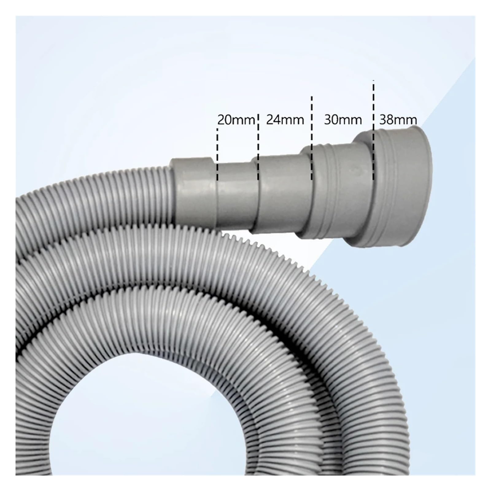 Ablaufschlauch-Set for Waschmaschine, Geschirrspüler, Wellpappe | Komplettes Ablaufschlauch-Set mit Wellrohr, Verlängerungsadapter und Klemme(Outlet Hose-5M)