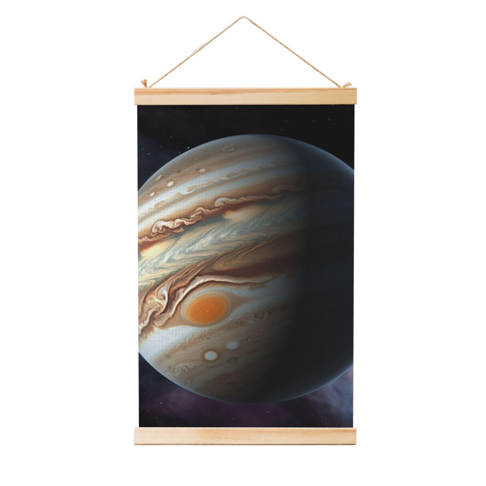 Jupiter Landscape Posters Wooden Shaft Hanging Poster Canvas Prints Scroll Wall Art Painting Vintage Wall Banner Modern Artwork Decor for Home Decor Ready to Hang 12"x18"