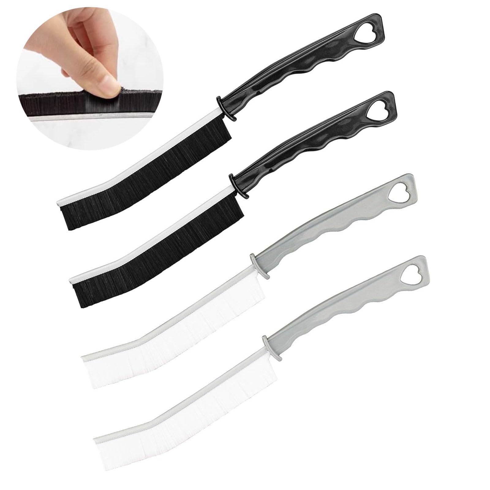 Fikiro Eckenreinigungspinsel (2 weiß + 2 schwarz) - Hartbors