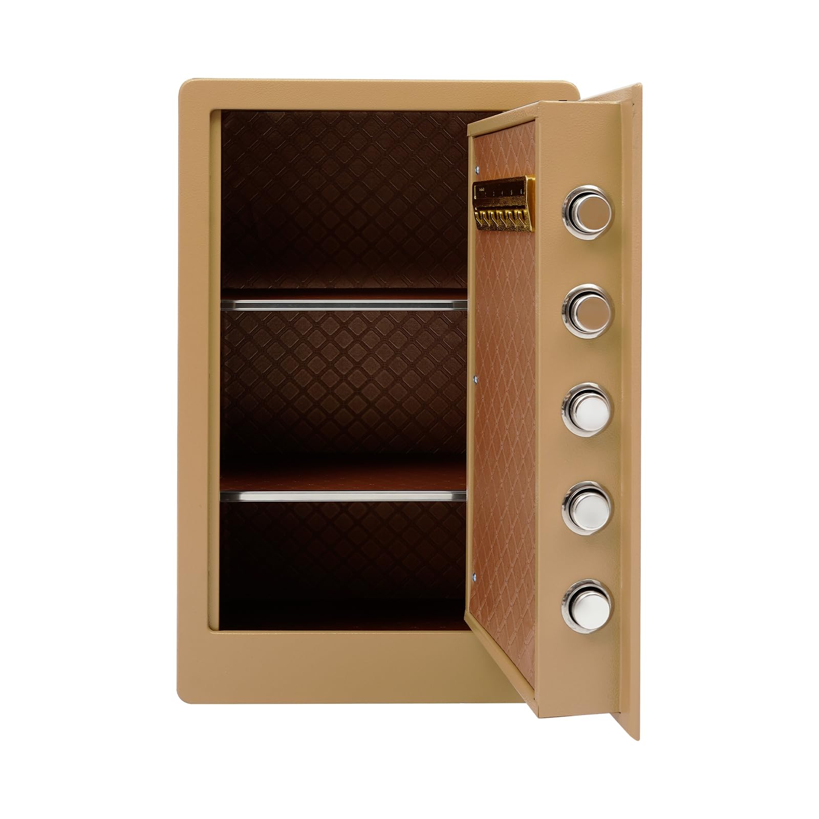 Cassaforte a 3 livelli, cassaforte per mobili, password/chiavi, cassaforte per documenti, con rivestimento antincendio e sistema di allarme, per casa, ufficio e camera da letto (oro)