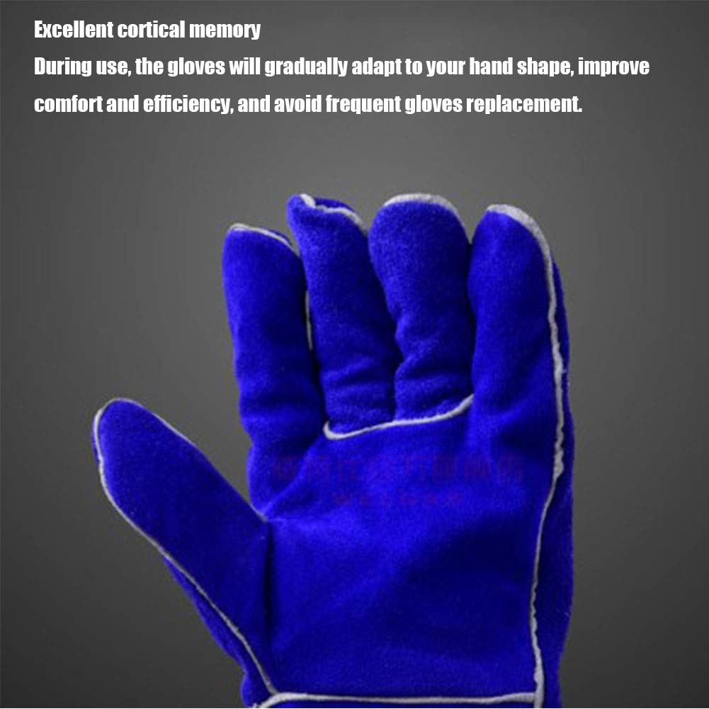 Gants de Soudeur en Cuir Forgé Résistant À La Chaleur/Aux Températures Élevées,Gants de Camping/Cuisine/Barbecue Avec Gant Ultra-Long À Manches Longues de 46 Cm