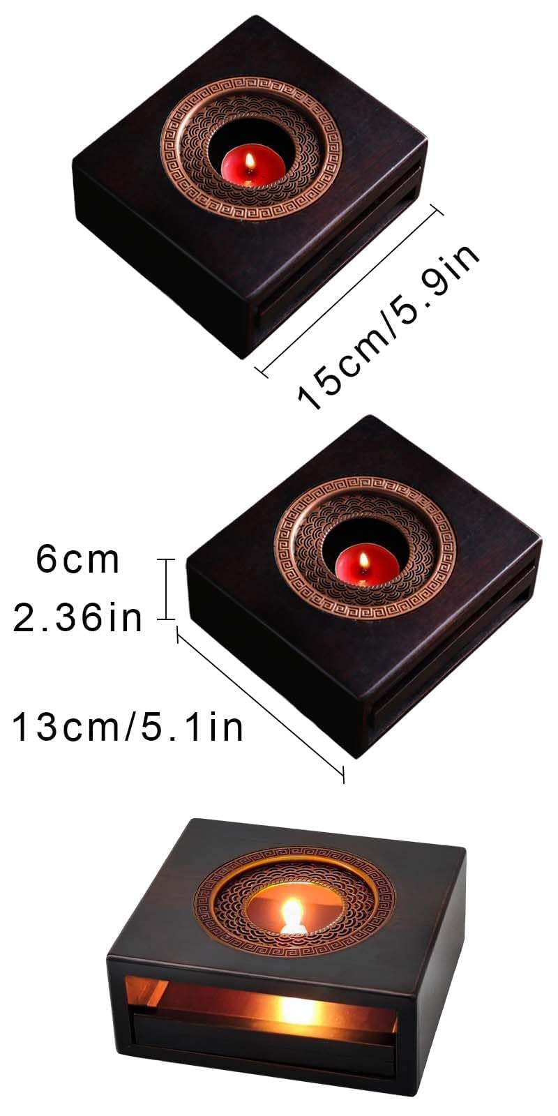 MINZHI Calientaplatos para tetera de madera bambú, base calentador de té y café