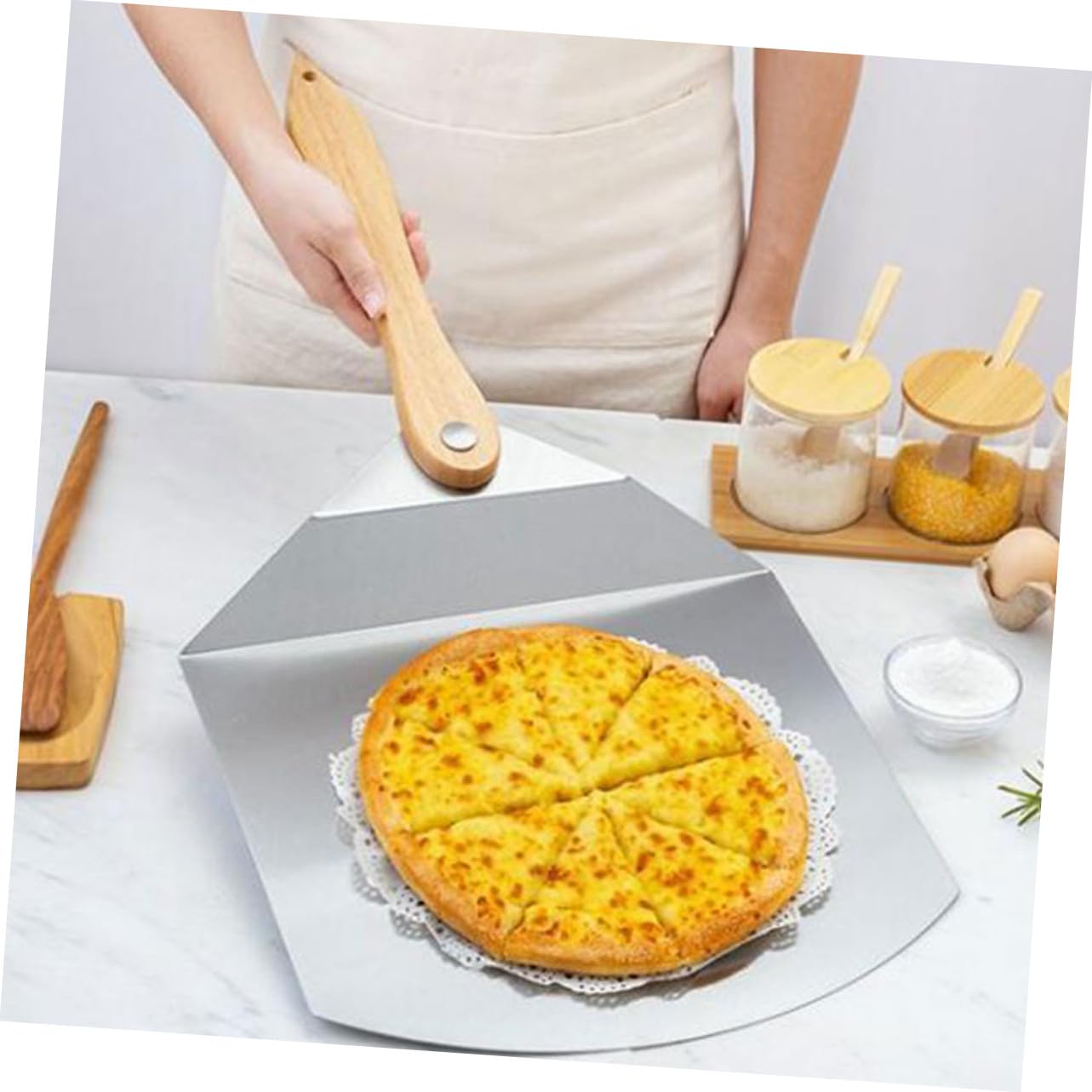 BESTYASH Pelle à Pizza Pliable Inox pour Transfert de Gâteau Ustensile de Cuisine Léger Résistant Accessoire Professionnel pour Maison et Restaurant