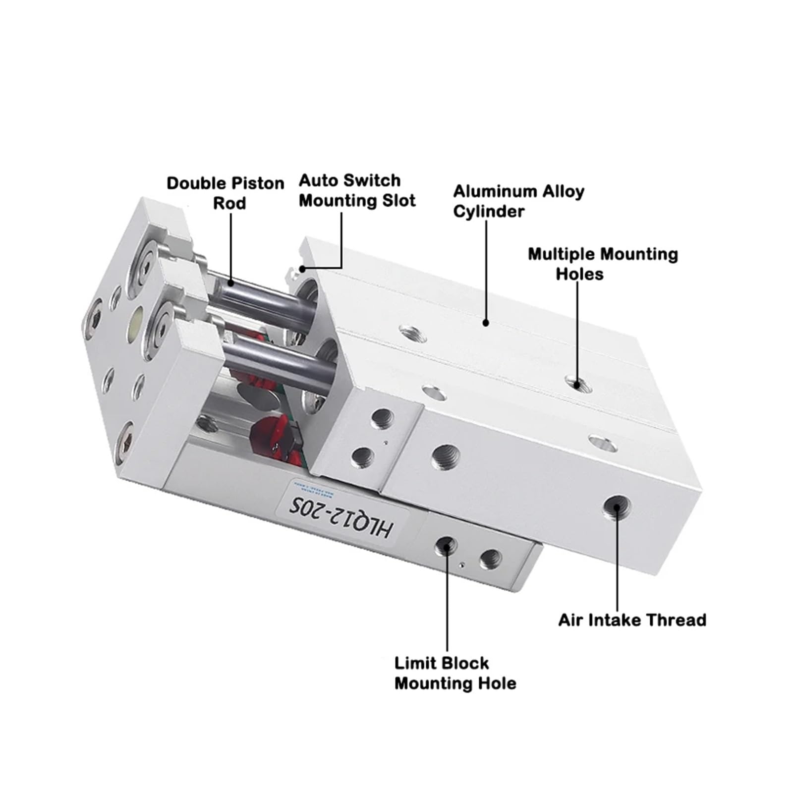 Cilindro neumático de precisión con riel guía for un control movimiento suave | Cilindro de alta precisión for automatización, carril guía, fácil instalación, compatible con la serie HLQ6