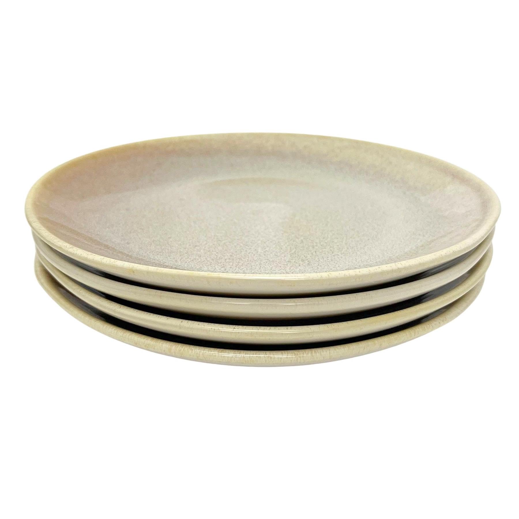 Carousel Home Set of 4 Sandstone Reactive Glaze Stoneware Plates, 19cm Ceramic Side Plates Rustic Dinnerware Microwave & Dishwasher Safe