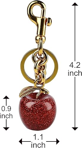 Miniatura 7 de Dije de bolso de cereza con purpurina con llavero y clip, lindo llavero de cereza para bolsos y bolsos de mujer