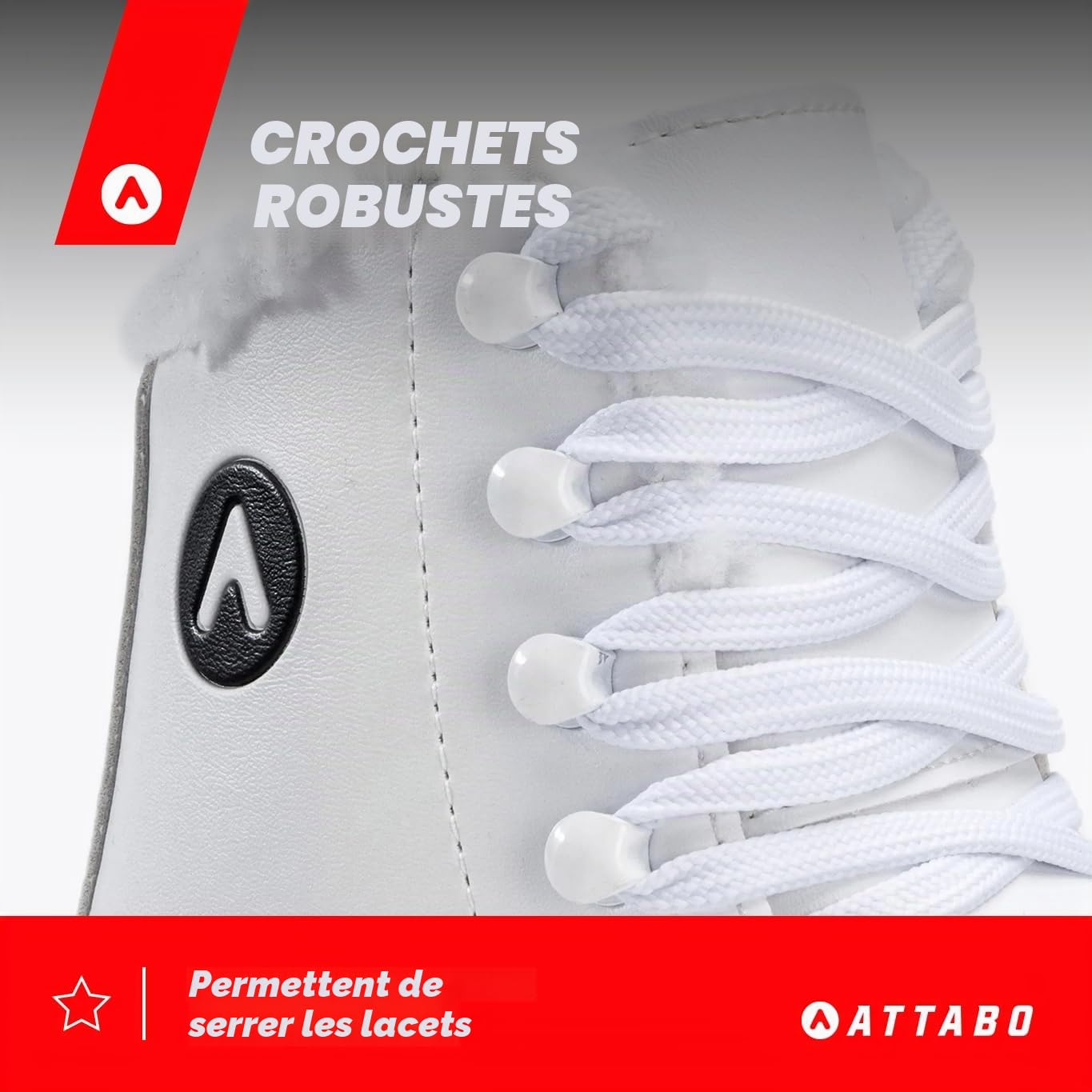 ATTABO Patins Artistiques pour Femmes Lame en Acier Inoxydable Laçage Classique Crochets Renforcés Doublure en Fourrure Artificielle Blanc Confortable FS