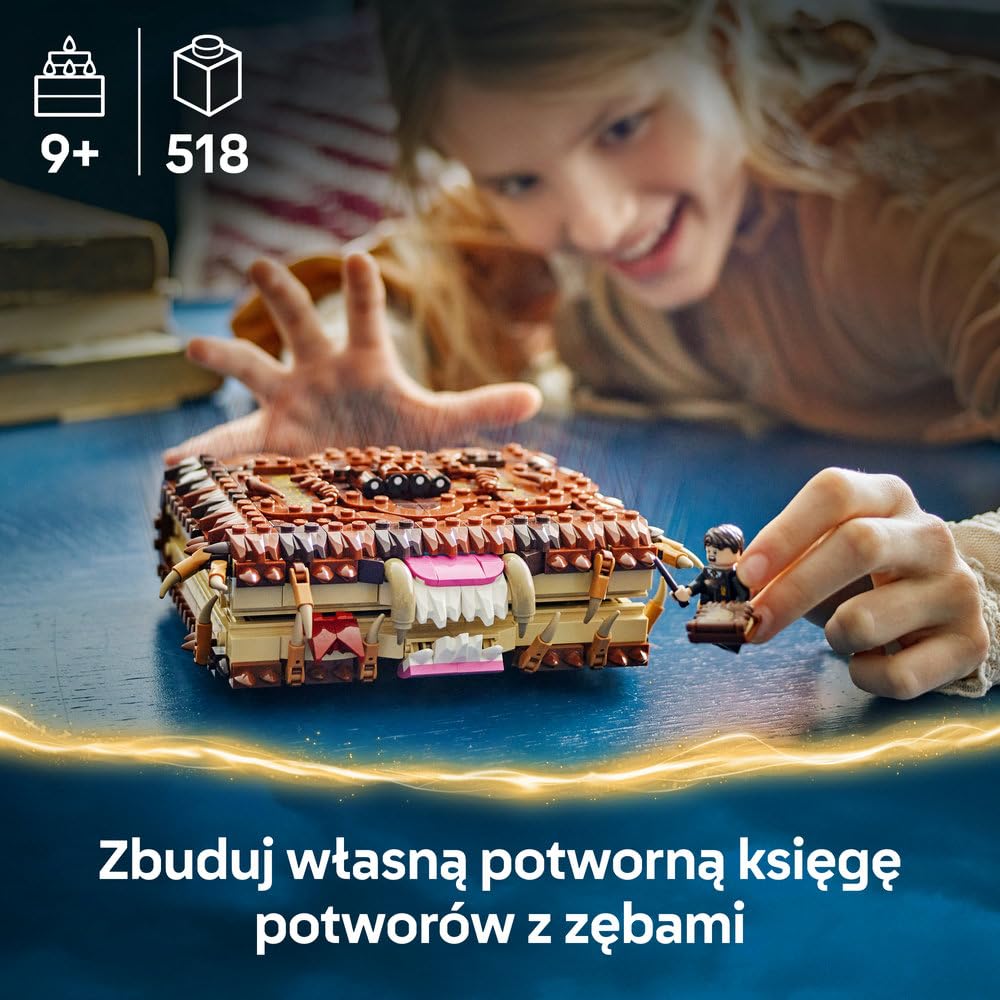 LEGO Harry Potter Potworna księga potworów z zębami 76449 | księga do zbudowania, zestaw z figurkami, prezent dla fana Harry’ego Pottera 9+, 518 elementów