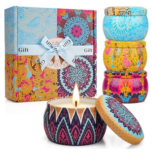 Scented Candles Gifts Set for Women, Aromatherapy Candles for Home Scented, Upgraded Large Tin of Soy Candle Lavender Candle Birthday Gifts for Women Mom Bath Spa Meditation Valentine Gifts Candles