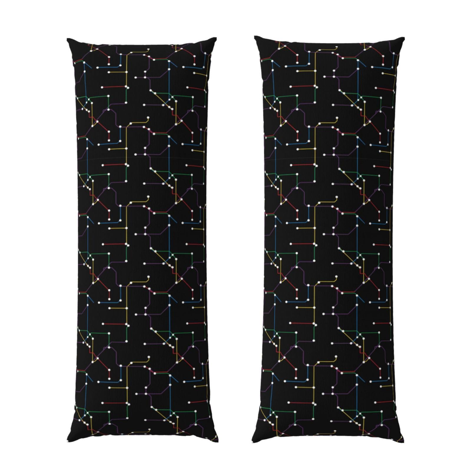 Long Pillow Cover 20x60 Network Subway, Premium Body Pillowcase with Zipper, Cozy Flannel Fabric Protector, for Men Women Couch Sofa Bed