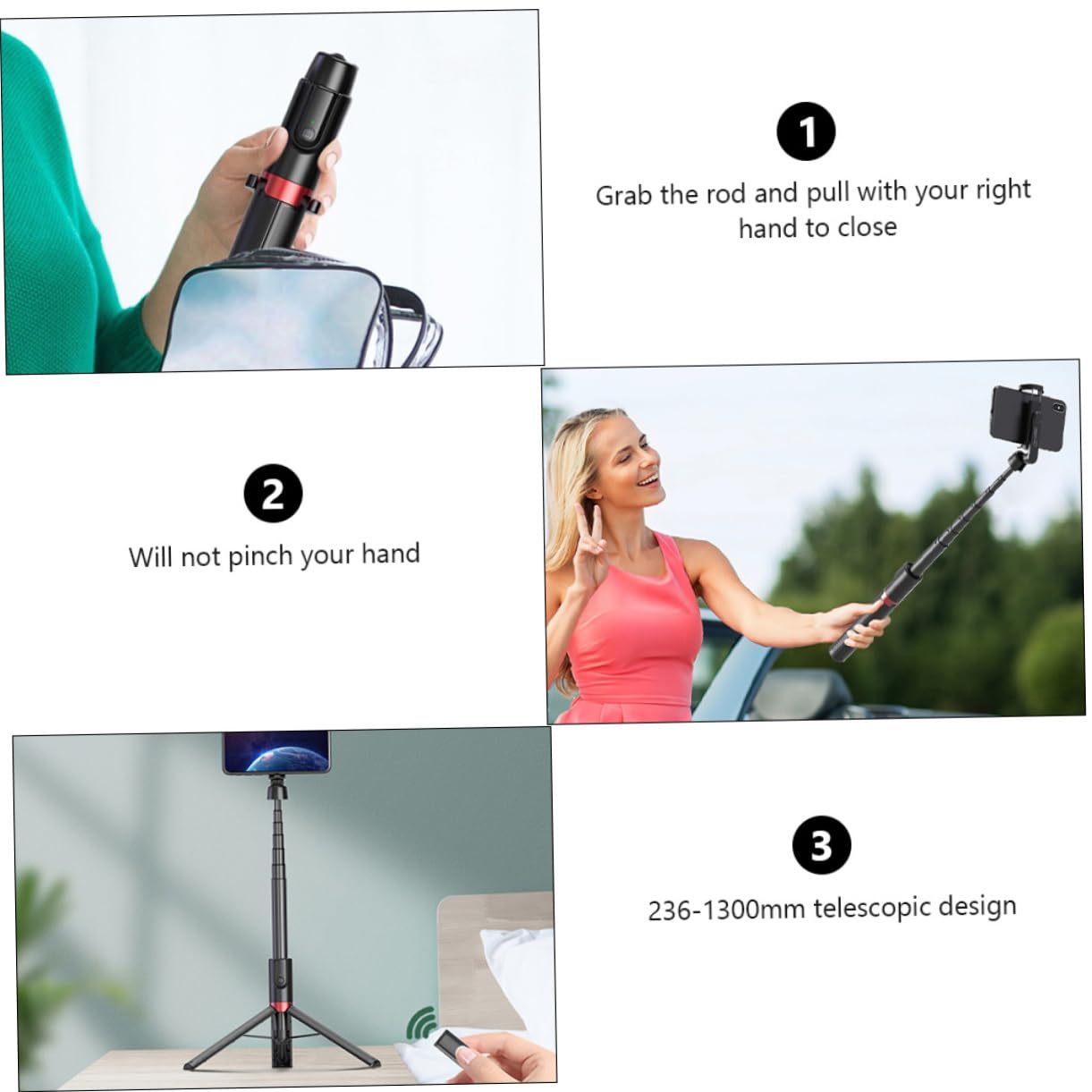 Treppiede Selfie Estensibile Per Smartphone Con Supporto Per Live Streaming Compatto e Leggero Rotazione Gradi Facile Da Riporre e Utilizzare Adatto Per Foto e Video