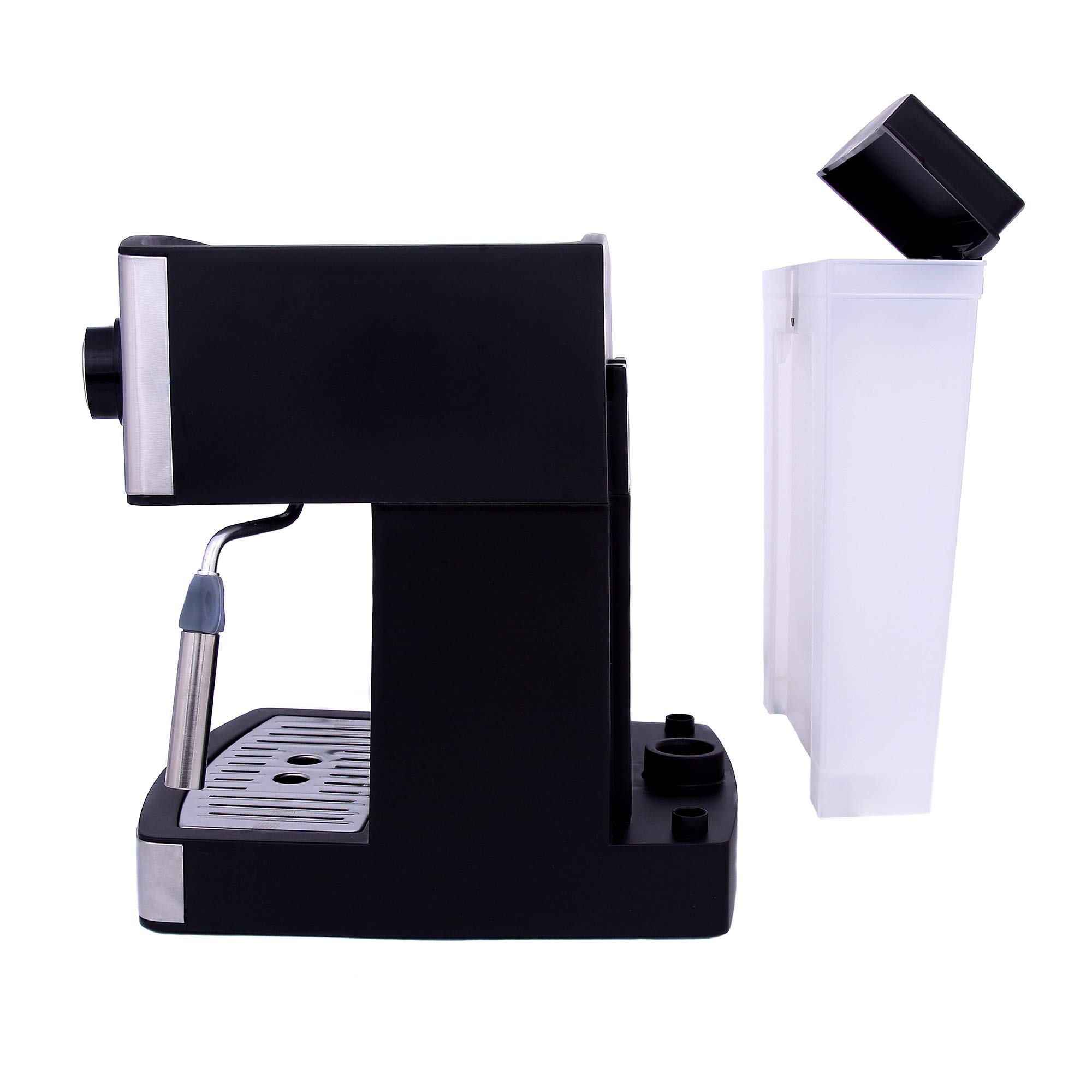 Mesko MS 4403 Macchina caffè Espresso Manuale Cappuccino, 15 Bar, per Grani Macinato, Serbatoio da 1,6L, Vaporetto Schiumatore di Latte, Scaldatazze, Acciaio Inox/Nero, 850W