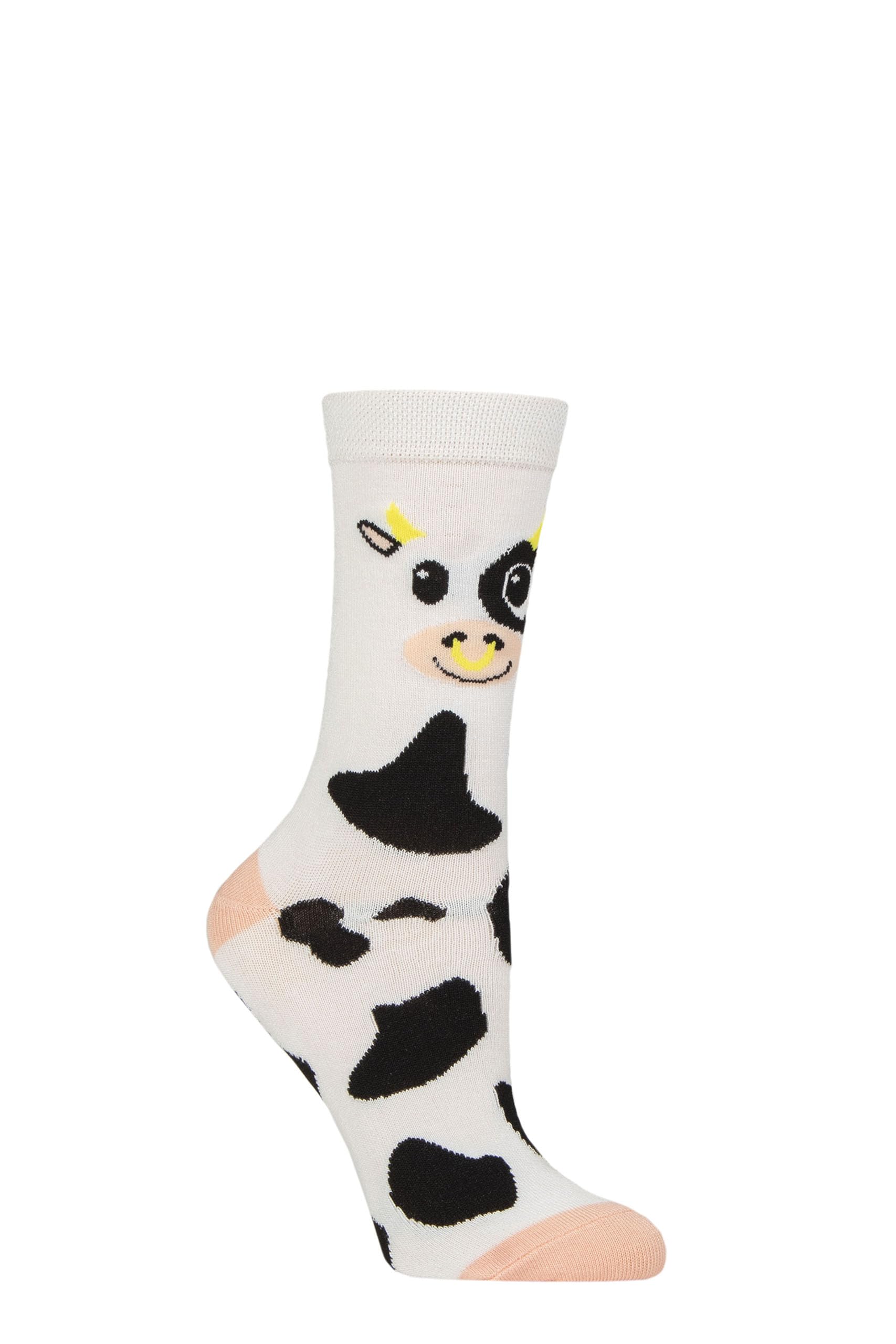 Sockshop Unisex Cow Lazy Panda Men's And Ladies' Bamboo Fun And Novelty Socks Pack Of 1 4-8