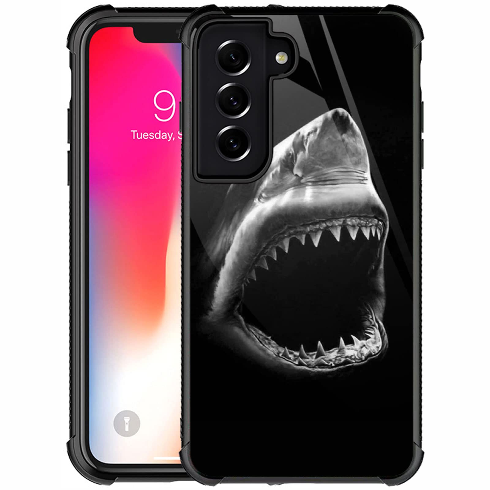 Goodsprout Compatible with Samsung Galaxy S22 Plus Case,Ocean Shark Mouth Amazing Pattern Design Shockproof Anti-Scratch Hard PC Back Case for Samsung Galaxy S22 Plus Case