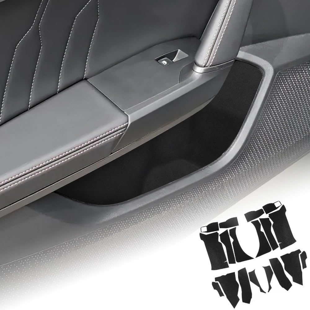 MAUXpIAO for Seat Leon MK4 / Cupra Leon/Cupra Formentor 2020-2025 Car Door Storage Compartment Protective Stickers, Front & Rear Door Anti-Scratch Decorative Mats, 18PCS fds/Polyester/A