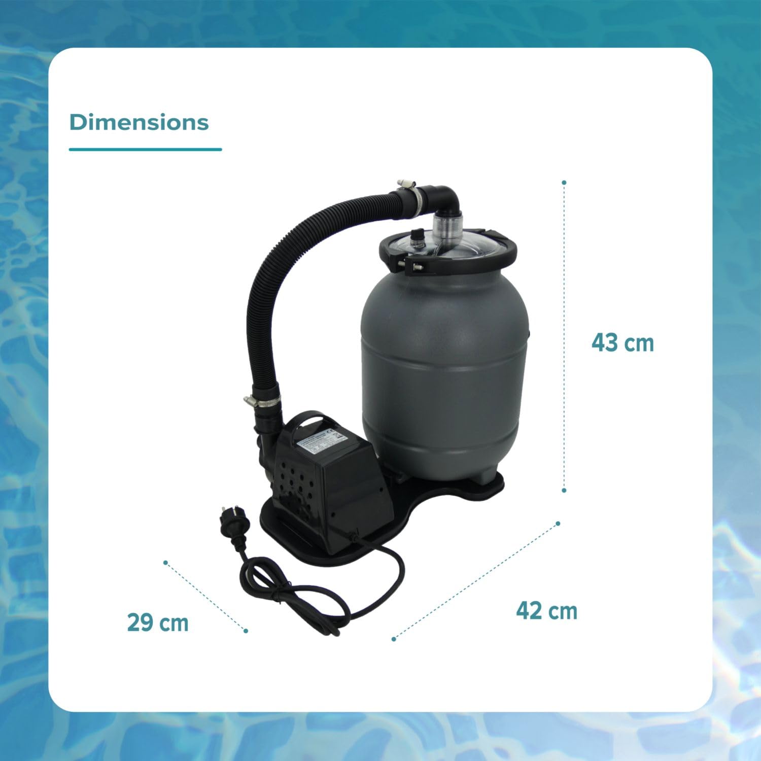 EDG Groupe Filtration Piscine - Maxi 10m3 - Fourni avec Balles Filtrantes - Connexion Tubes 32/38 - Kit Filtration Piscine Hors Sol - Summer Fun Best Clean
