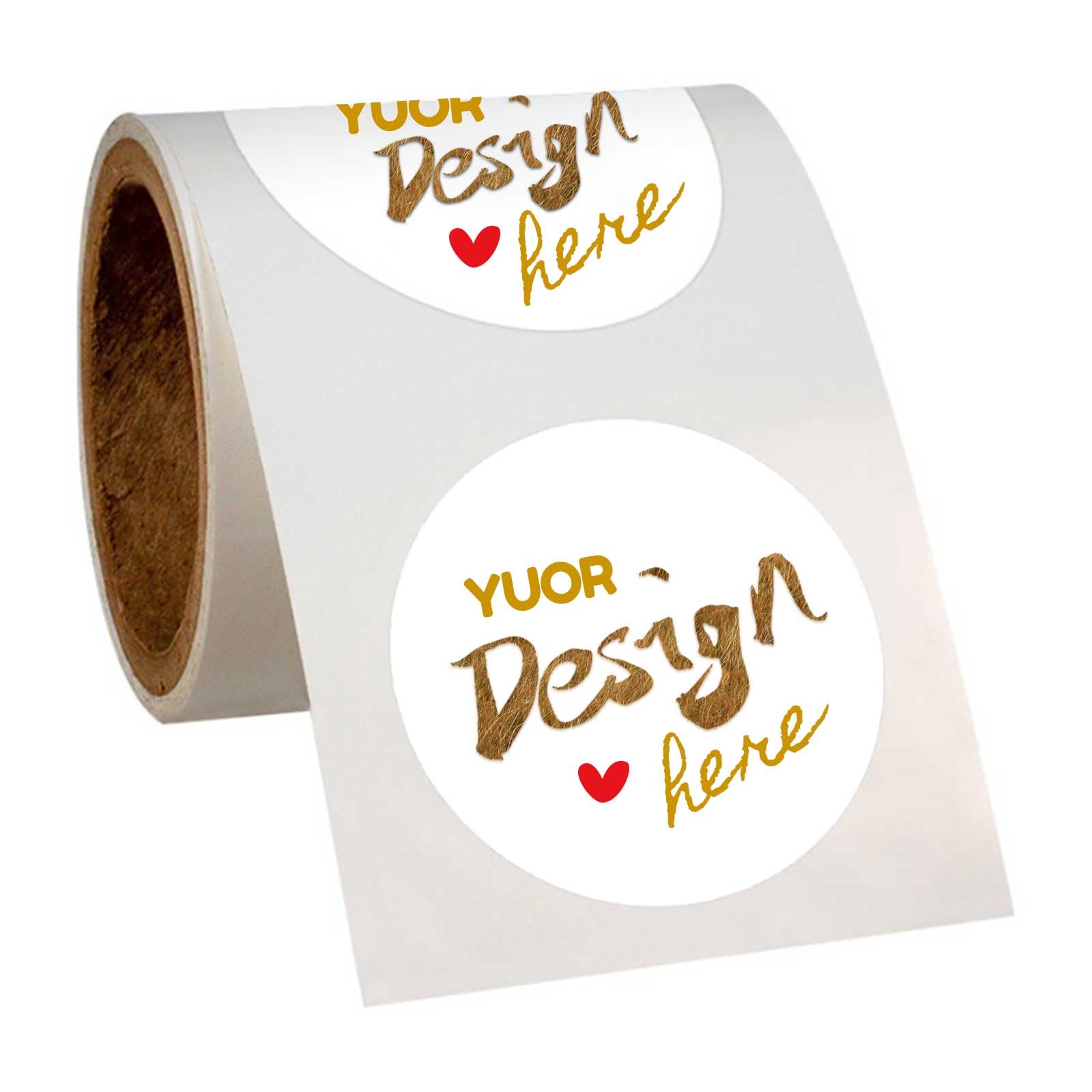 Inshoney Custom Sticker Rolls Labels Personalized Any Logo, Picture, Text Customized Name Labels 100-500pcs Waterproof (Circle)