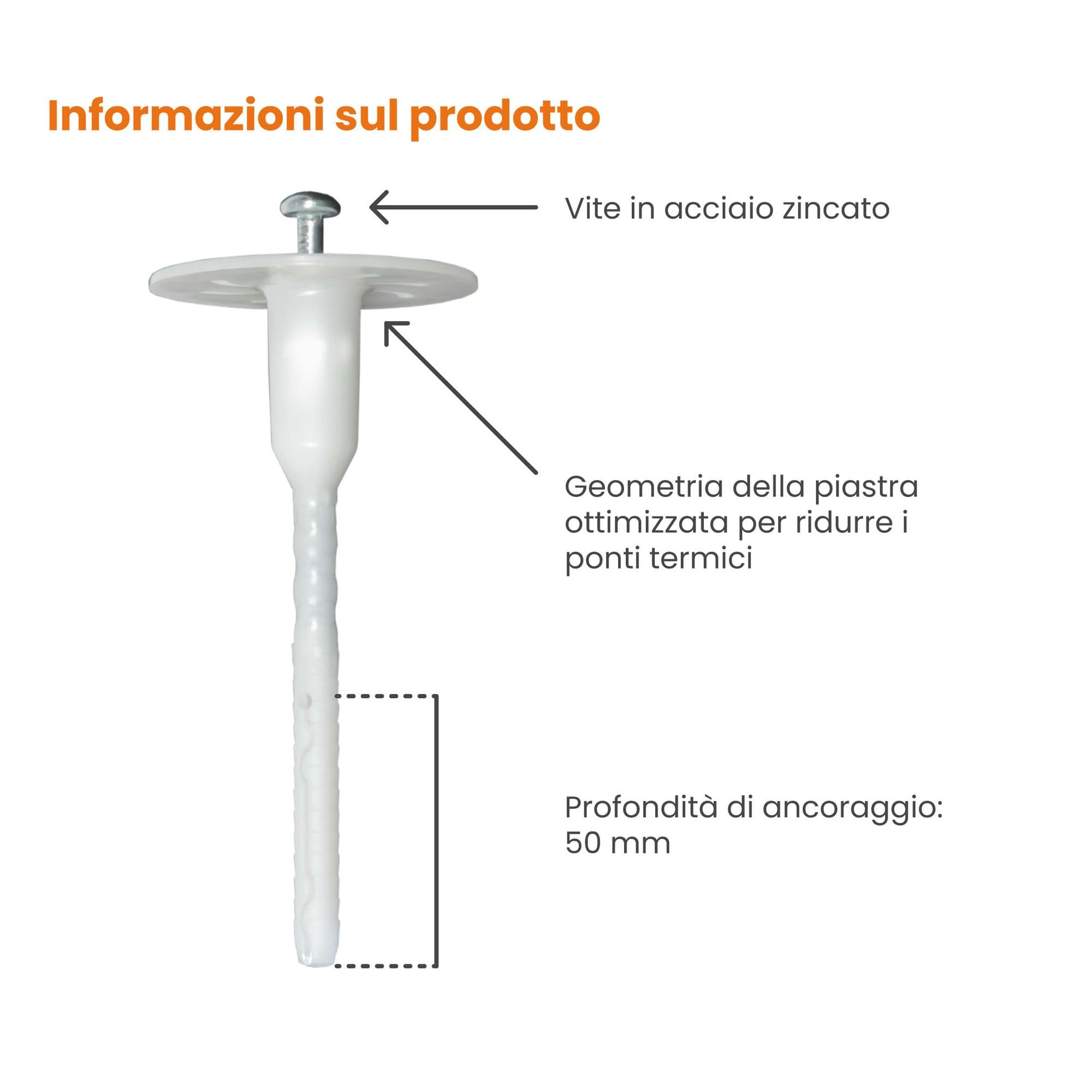 PROTEKTOR 100x Tasselli a vite per isolante, premontati Ø8 x 180mm | Tassello cappotto termico incl. 200 rondelle + 1 fresa per isolamento facciata con vite in acciaio zincato