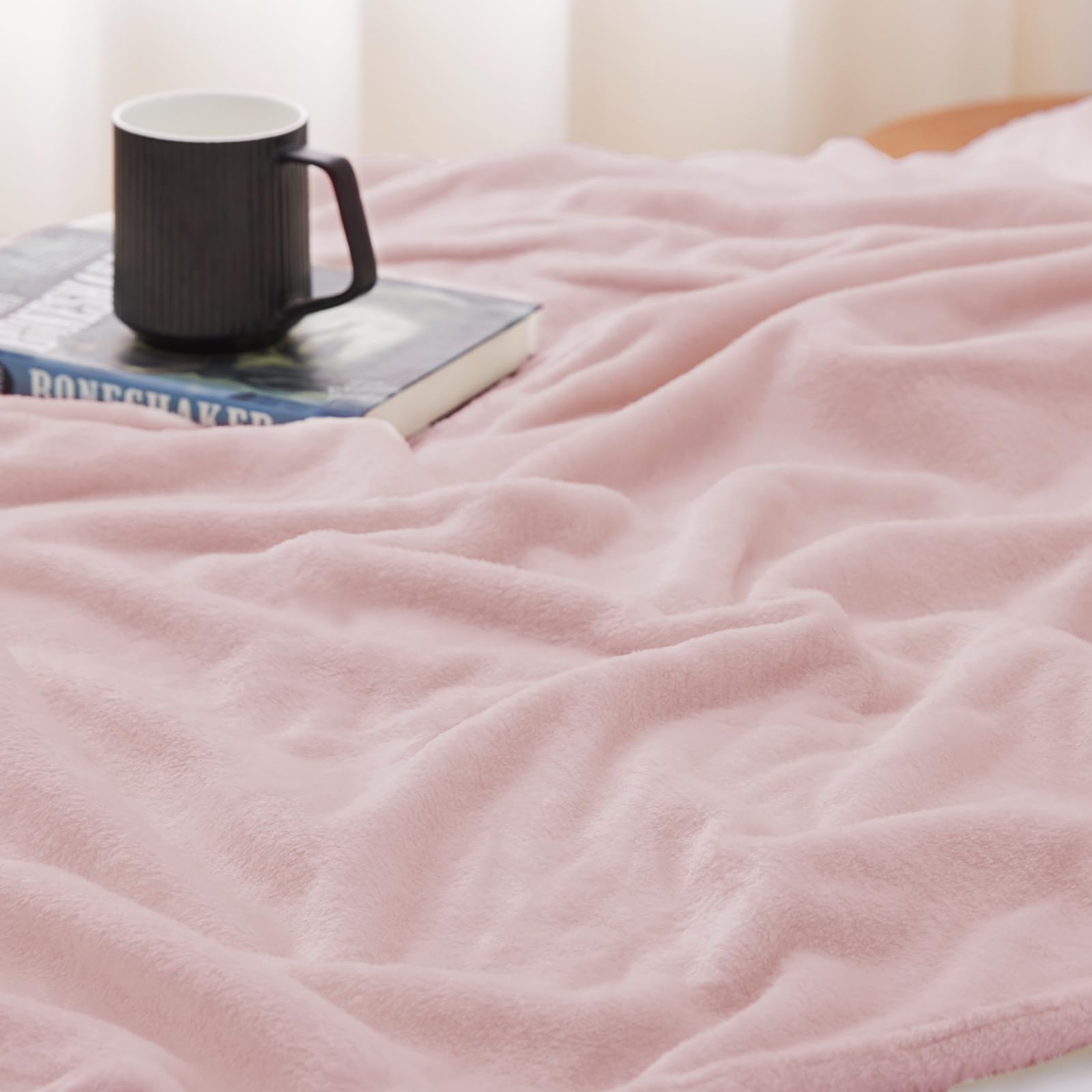 WAVVE Plaid Coperta Pile di Flanella 260gsm - 220x240 cm, Rosa - Pled Divano Pelosa Letto Matrimoniale King 240x220 - Copridivano di Microfibra Calda e Morbida