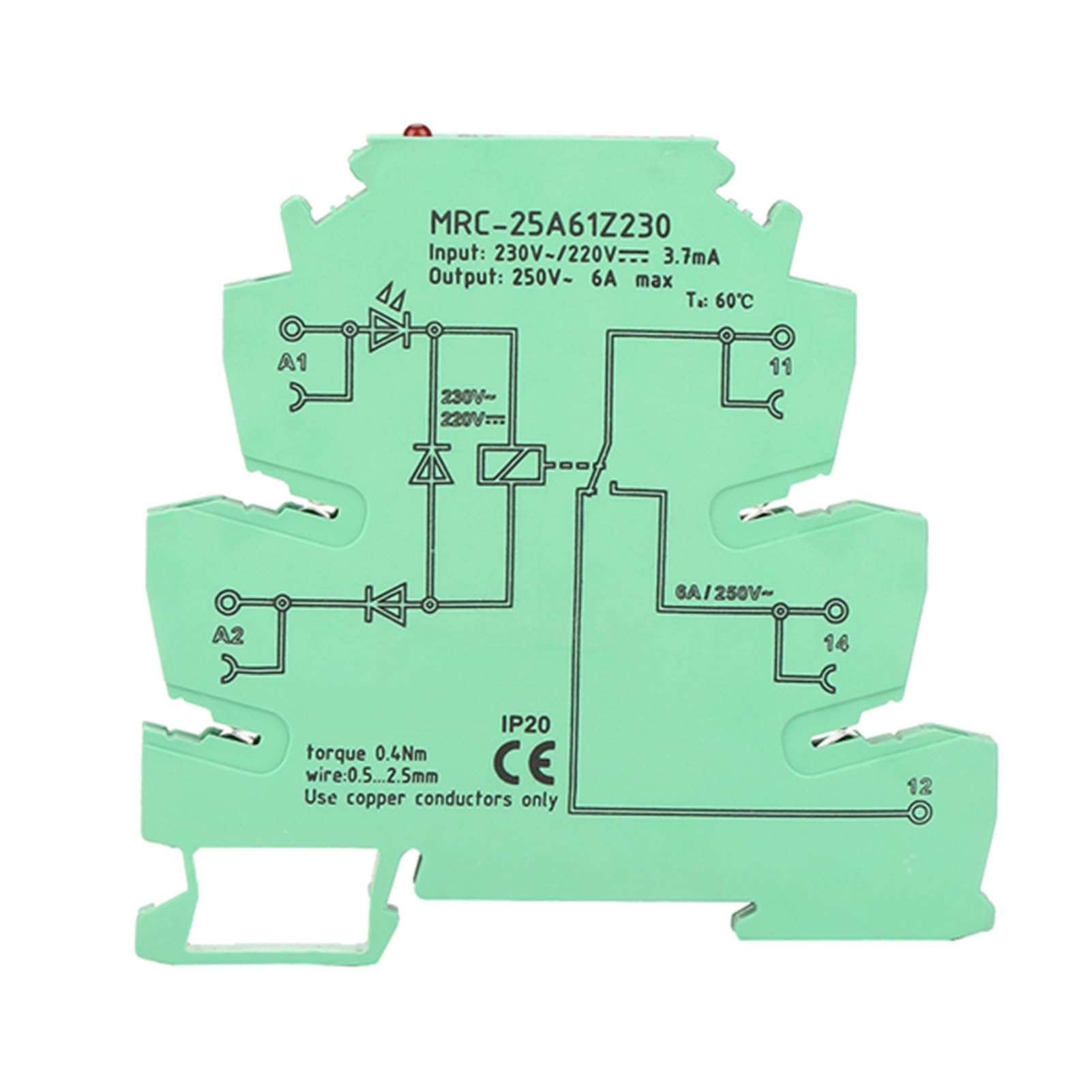 Relais d'interface PLC ultra-mince avec module de contact électromagnétique 230V - 8