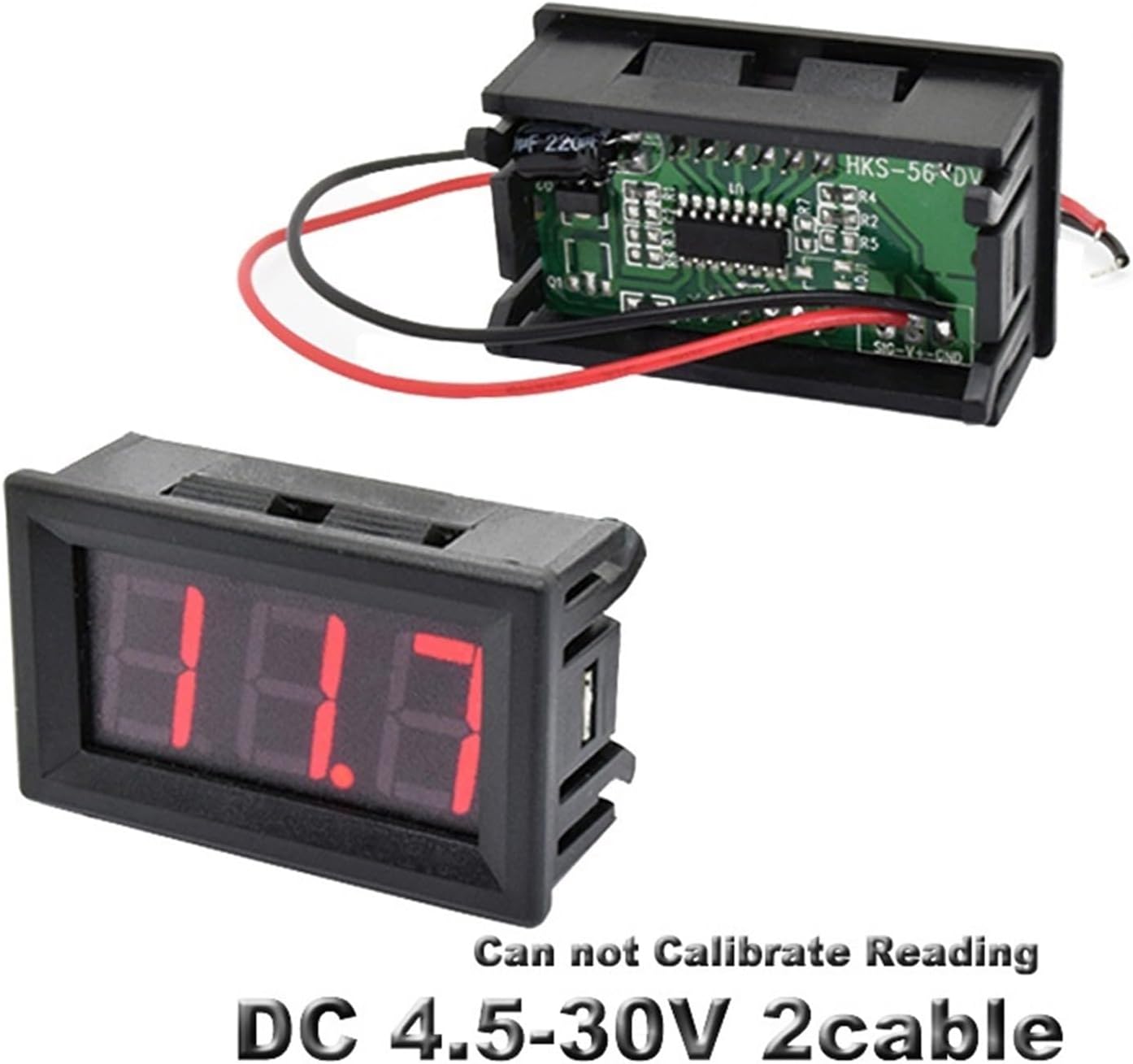 YANHAO AC 30-500V AC 0-600V Digital Voltmeter Calibrate Reading DC 3.5-30V DC 0-100V Red Green Blue LED Display Voltage Meter 1Pcs (Color : DC 4.5-30V(Old), Size : Blue LED)