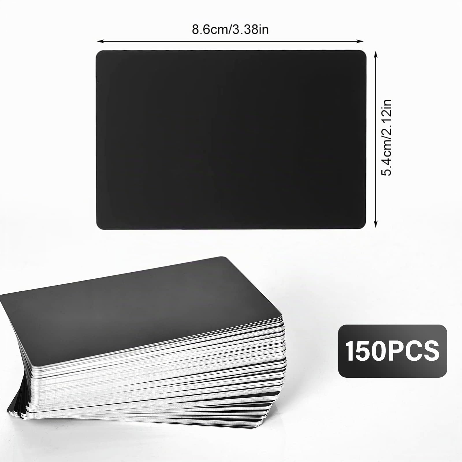 Vegena 150 Piezas Tarjetas de Visita de Metal y Aluminio, Personalizadas en Blanco Con Marca Grabada Con Láser