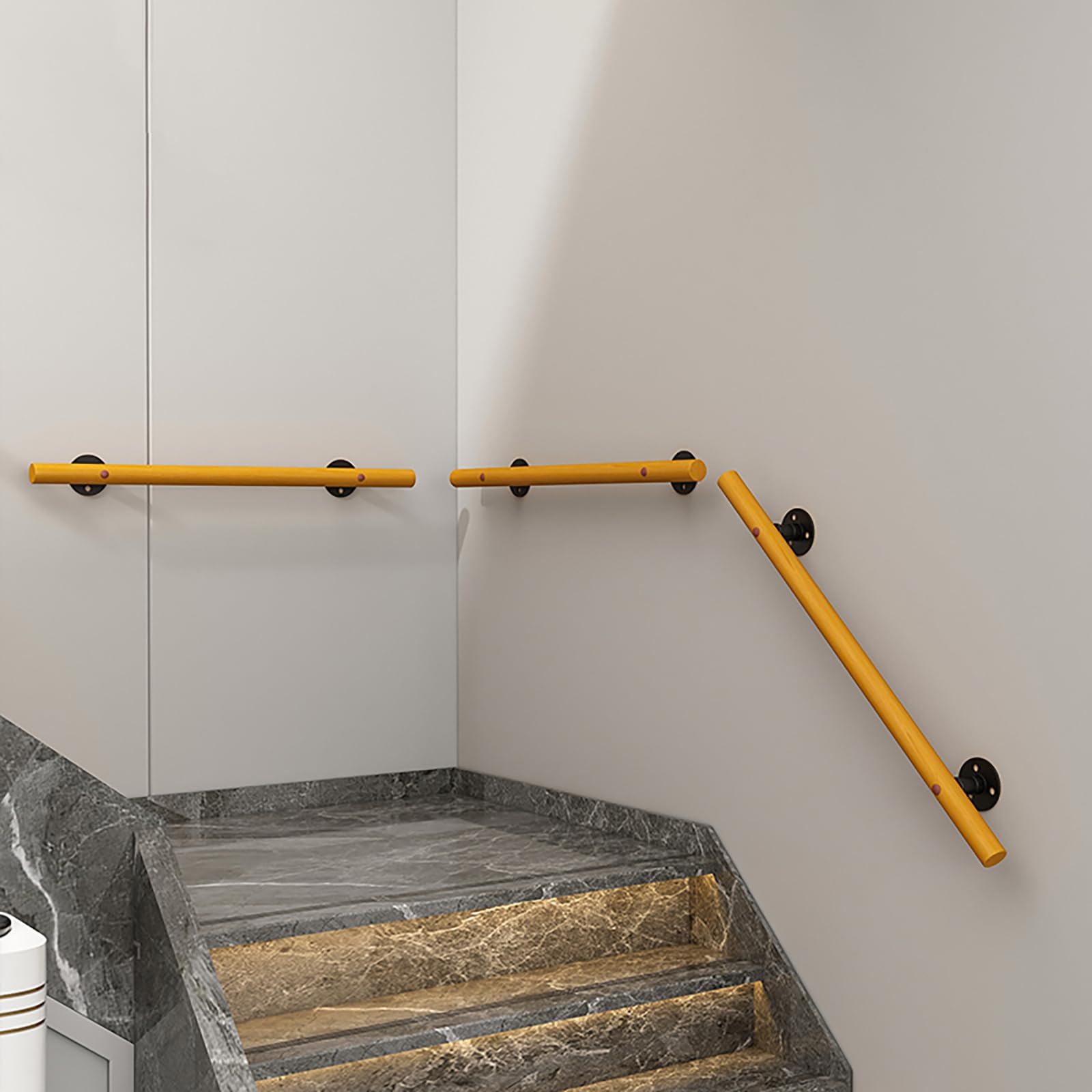 Barandilla de Escalera de Madera Antideslizante para niños y Personas Mayores. Barandilla clásica de Pared para Interiores y Exteriores con Accesorios. Solución Segura para barandillas de es