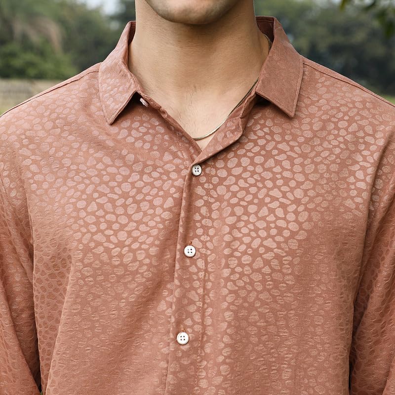 Image of CAHOOT Men's Shirt for Casual Wear | Spread Collar | Long Cuffed Sleeves | Button Closure | Shirt Crafted with Comfort Fit for Everyday Wear