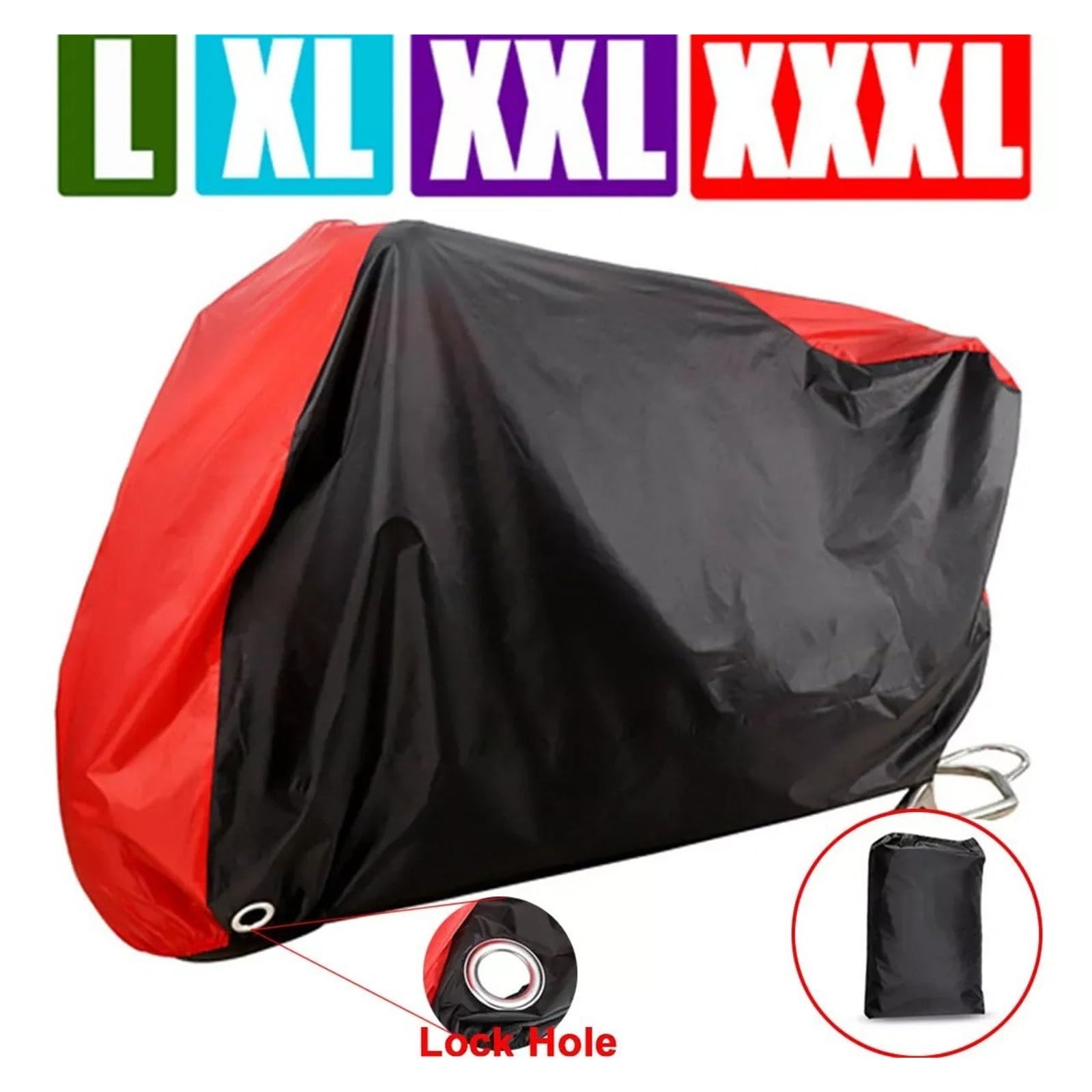 Funda para Motos para Motocicleta Cubierta Protectora UV para Interiores Cubiertas para Exteriores L XL XXL XXXL Motores Rojos Scooter Polvo Nieve(245x105x125cm)