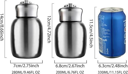 Miniatura 5 de Mini botella de agua aislada de acero inoxidable de 6.7 onzas, botella de agua para niños, vaso deportivo al vacío, botella de agua portátil pequeña