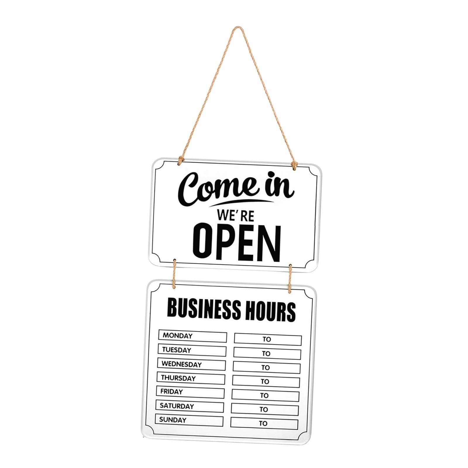 Cartel Abierto Cerrado Horario Comercial Signo Bienvenido Pizarra