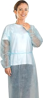 10 PCs Disposable Level-1 PP+PE Isolation Gown by JEVOLVE – Waterproof Full-Coverage Gown with Thumb Loops for Painting, Cleaning, Industrial Use, DIY Projects & Everyday Protection