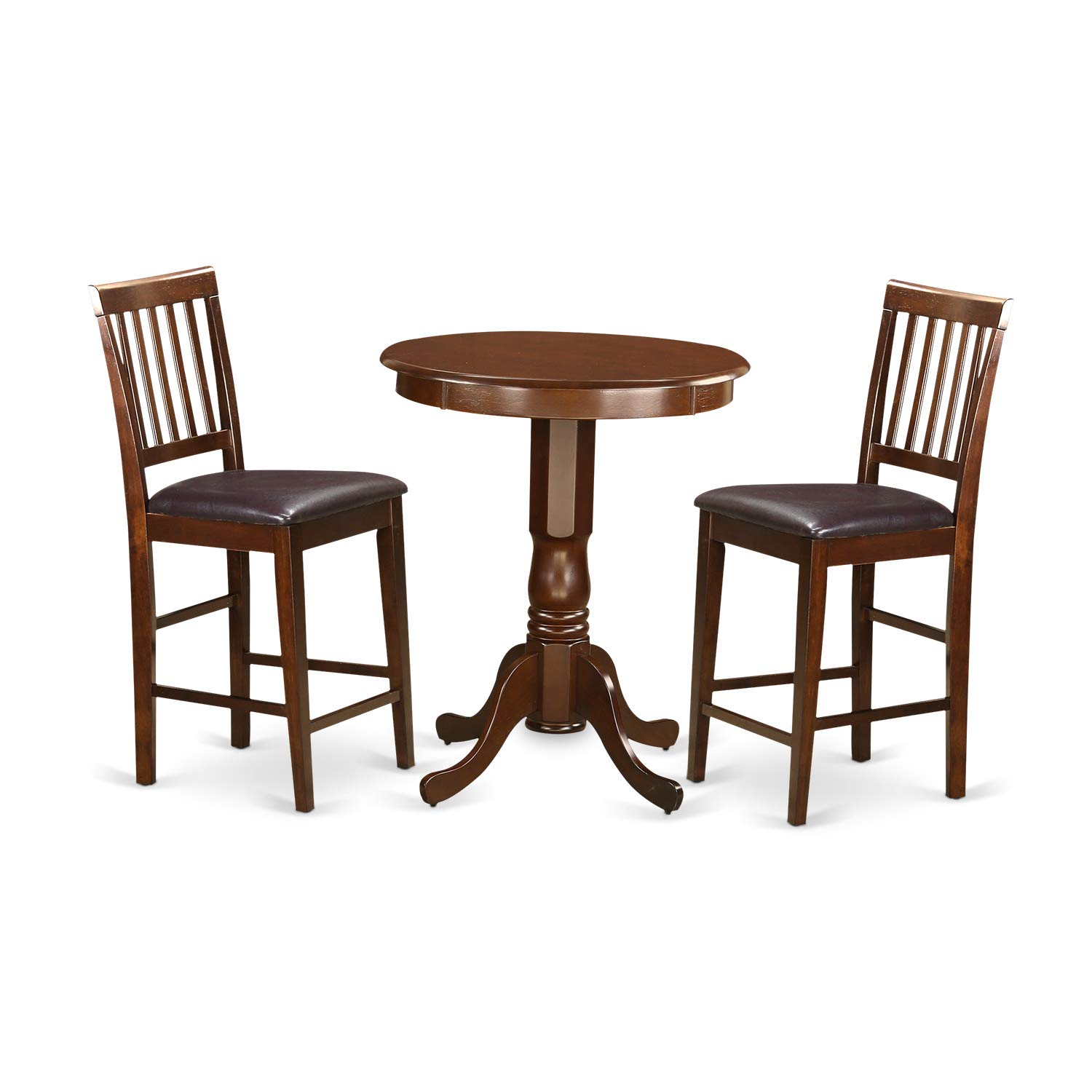 East West Furniture EDVN3-MAH-LC Eden 3 Piece Counter Height Set Contains a Round Dining Room Table with Pedestal and 2 Faux Leather Upholstered Chairs, 30x30 Inch ( chairs only)