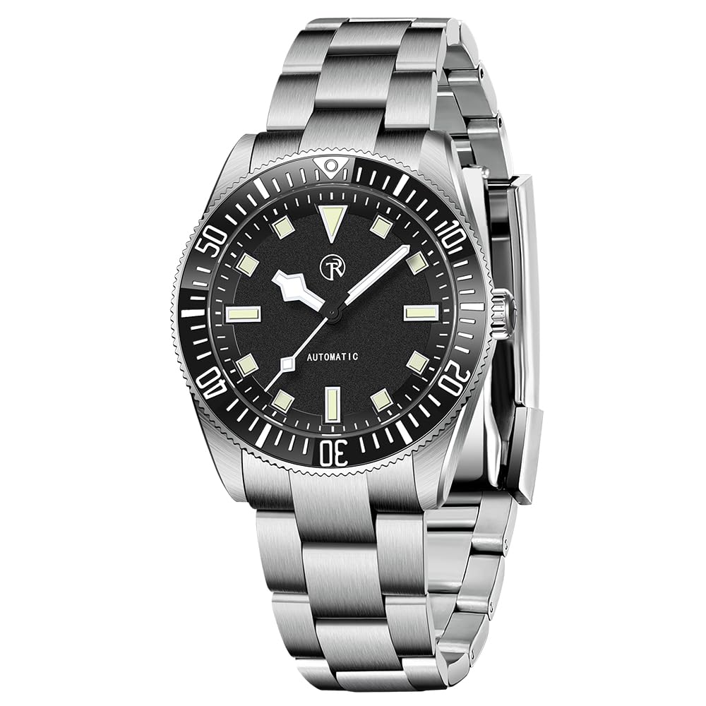 7910 Automatic Watches for Men, NH35 Self Winding Watch Stainless Steel Band 100M Waterproof Ceramic Bezel Screwed Crown Synthetic Sapphire Glass